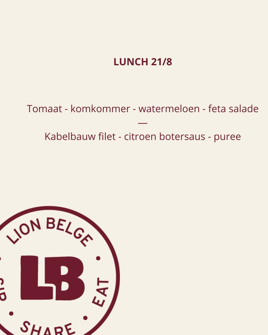 Lunch menu